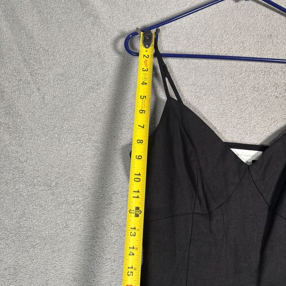 NWT House Of Harlow Sz S Black Midi Dress Linen Blend Sweetheart Bustier Bodice - Picture 11 of 16